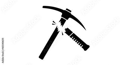broken pickaxe illustrating failure obstacle challenge repair or project breakdown ideal for construction mining or business presentations
