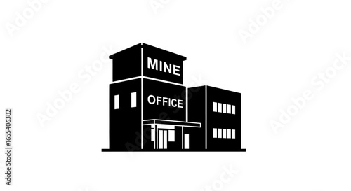 mining company office building icon simple black silhouette for presentations reports and website design