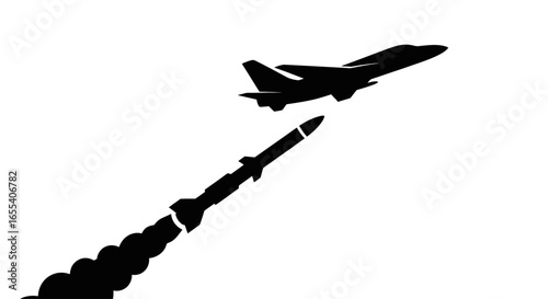 fighter jet launching missile highimpact silhouette for military aviation and defense projects