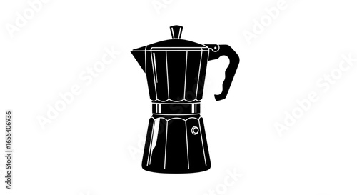 stovetop espresso maker icon for cafe menus coffee shop branding and italian cuisine websites simple black and white vector illustration
