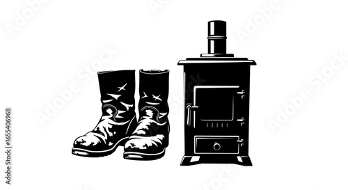 rustic boots and wood stove warmth comfort and the spirit of the outdoors for your rustic designs