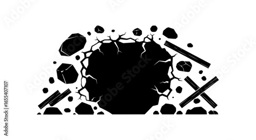 dramatic cracked earth silhouette perfect for game design disaster movie posters or destructionthemed projects