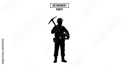 retiring miner silhouette perfect for retirement party invitations cards and commemorative designs