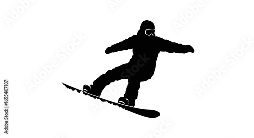 snowboarder silhouette dynamic action shot for winter sports designs websites and print media