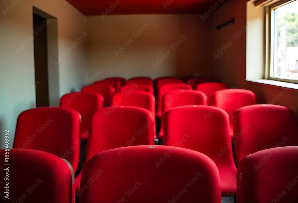 Fototapeta premium Generative AI: Empty Red Theatre Seats.