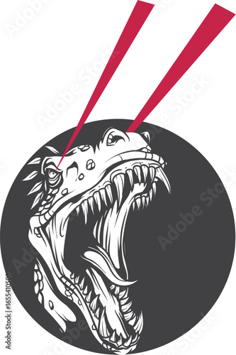 Roaring T-Rex Dinosaur with Laser Eyes Mascot T-Shirt Design
