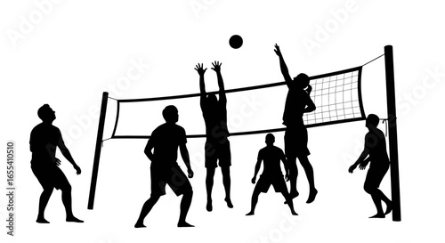 intense beach volleyball action silhouette image for sports websites blogs and marketing materials