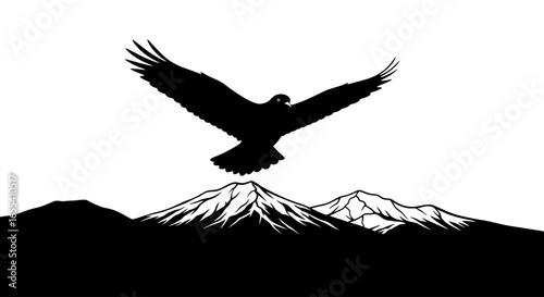 majestic eagle soaring above a mountain range freedom adventure and success concept for branding print and web design