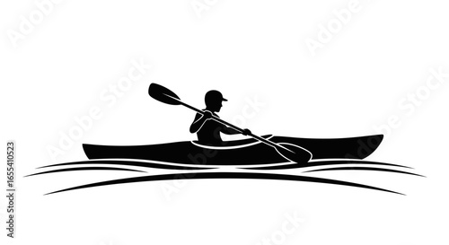 kayak silhouette dynamic water sports icon for adventure travel and recreation websites blogs and branding projects