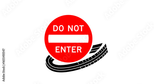 do not enter highimpact red circle stop sign with tire tracks for warning safety and regulatory designs