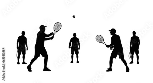 dynamic tennis match silhouette perfect for sports websites brochures and game design illustrating intense gameplay and competition