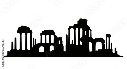 majestic silhouette of ancient ruins perfect for history travel and archaeology projects websites and design elements