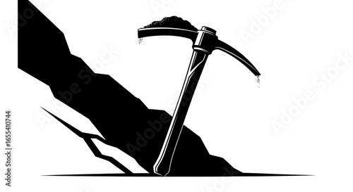 unearthing success pickaxe in black and white symbolic of mining discovery and the pursuit of hidden potential