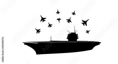 aircraft carrier silhouette illustrating naval power military might and global defense strategy for websites presentations and military publications