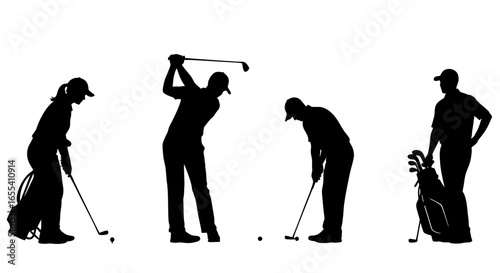 golfers in action dynamic silhouettes for website design sports articles and golf course marketing materials