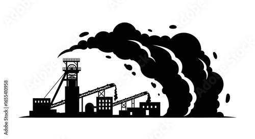 coal mine disaster illustrative silhouette of industrial catastrophe environmental pollution and urgent climate change action