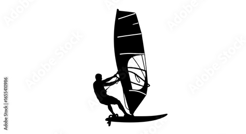 windsurfer silhouette dynamic action shot for sports recreation and adventure designs