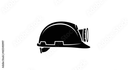 hard hat icon with headlamp safety first illumination symbol for mining construction and industrial websites