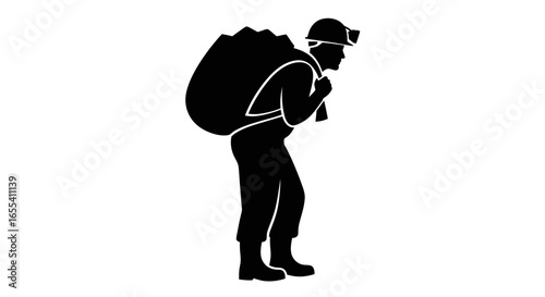 weary miner silhouette illustrating hard work resource extraction and the challenges of underground labor