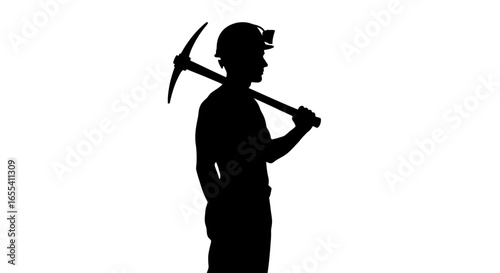 silhouette of a miner powerful symbol for hard work industry and resource extraction