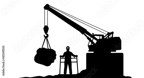 silhouette of crane operator lifting heavy load powerful imagery for construction industry and logistics projects