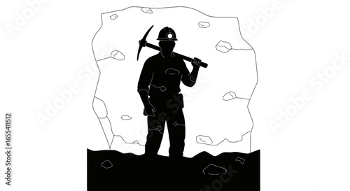 silhouette of a coal miner illustrating hard work resource extraction and the energy industry for powerful visual storytelling
