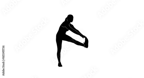 improve flexibility and balance woman performing a standing hamstring stretch exercise simple black silhouette illustration for fitness websites blogs and workout guides