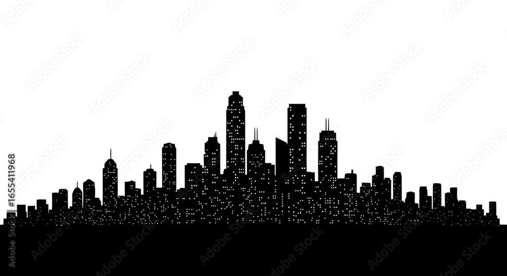 Fototapeta premium sleek city skyline silhouette perfect for urban design modern cityscape projects and business presentations offering a clean and versatile vector graphic