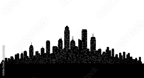 sleek city skyline silhouette perfect for urban design modern cityscape projects and business presentations offering a clean and versatile vector graphic