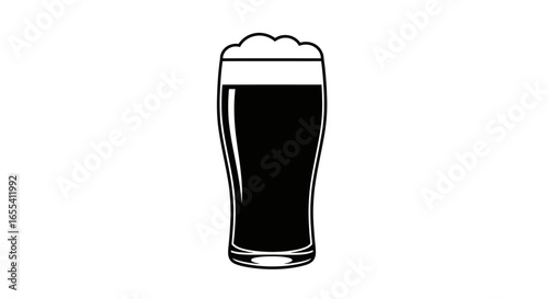 pint of dark beer perfect for brewing company logos st patricks day designs or pub menu illustrations clean monochrome vector graphic