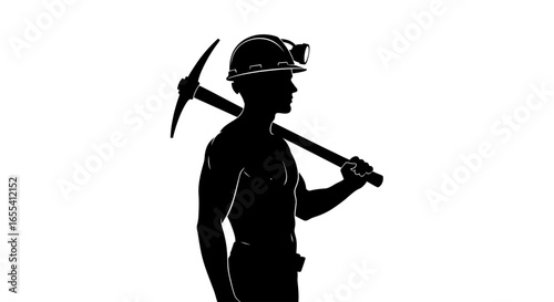 strong silhouette of a miner perfect for mining labor and industry concepts website banners or safety training materials