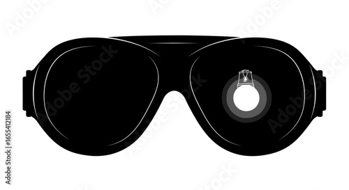 concealed surveillance goggles with hidden camera lens for spy thriller action movie or security concept