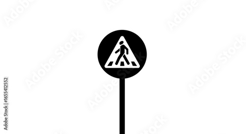 pedestrian crossing ahead highcontrast black and white icon for safety signage traffic regulation designs and road safety campaigns