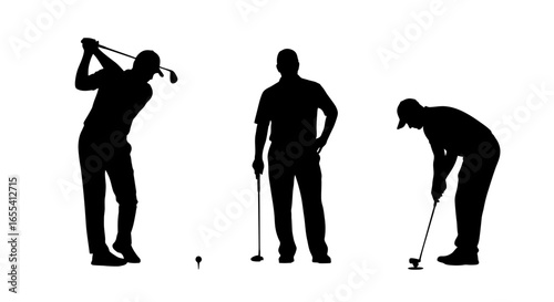 golf swing silhouettes drive approach and putt perfect for sports websites instructional materials and golfthemed designs