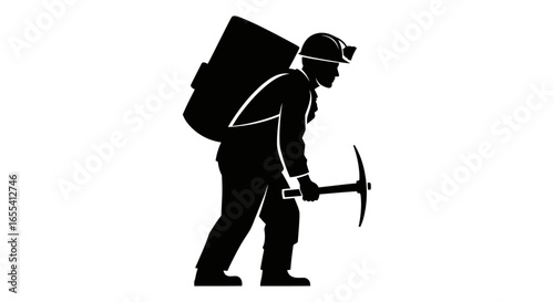 a silhouette of a coal miner burdened yet determined symbolizing hard work resilience and the strength of the mining industry
