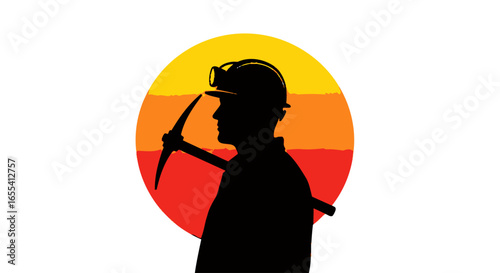 silhouette of a miner against a sunset powerful imagery for mining industry and hard work concepts