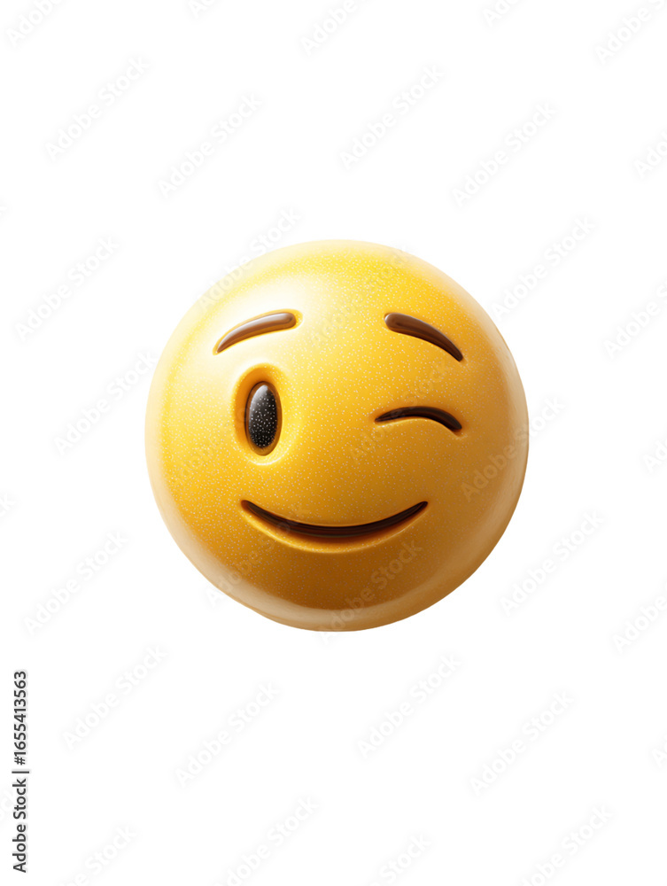 Fototapeta premium 3D Rendered Winking Yellow Emoji With Transparent Background, PNG