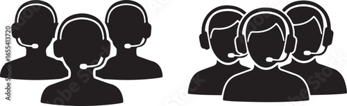 Customer Support Team Icons: Vector Illustration of Call Center Agents