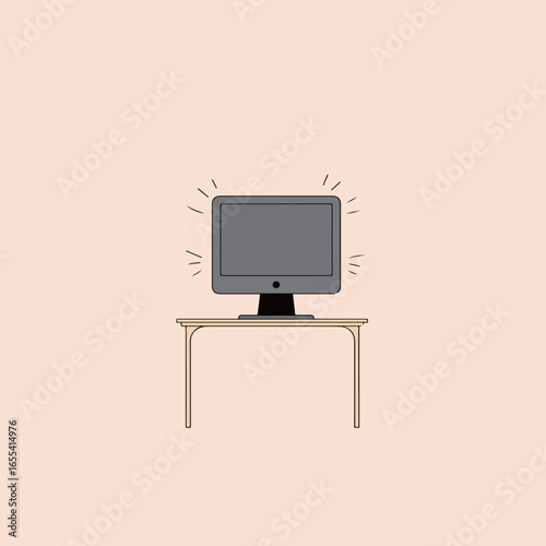 Cartoon Computer on Desk