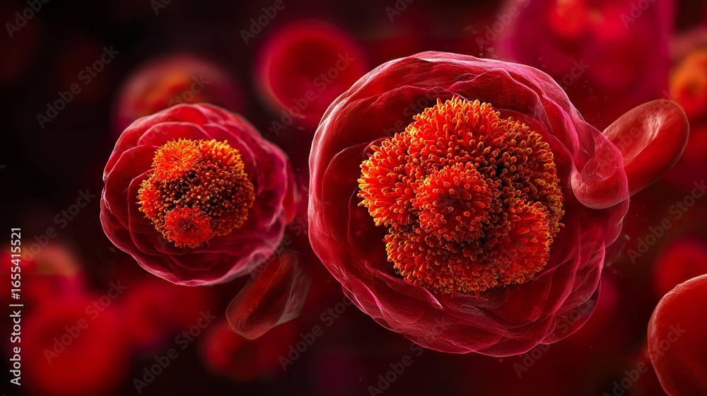 Fototapeta premium Closeup view of a cell structure with detailed internal components