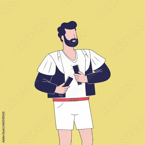 Man with Beard Holding Two Smartphones