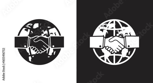 Global law justice icon flat vector symbolizing international agreement unity equality fairness balance order and legal cooperation illustration