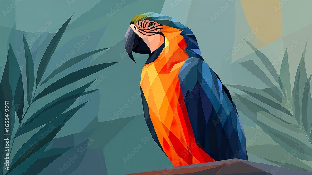 Fototapeta premium Colorful parrot low poly illustration