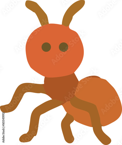 Abstract ant icon, isolated background. Simple and cute insect character, red ant illustration symbolizing colony life