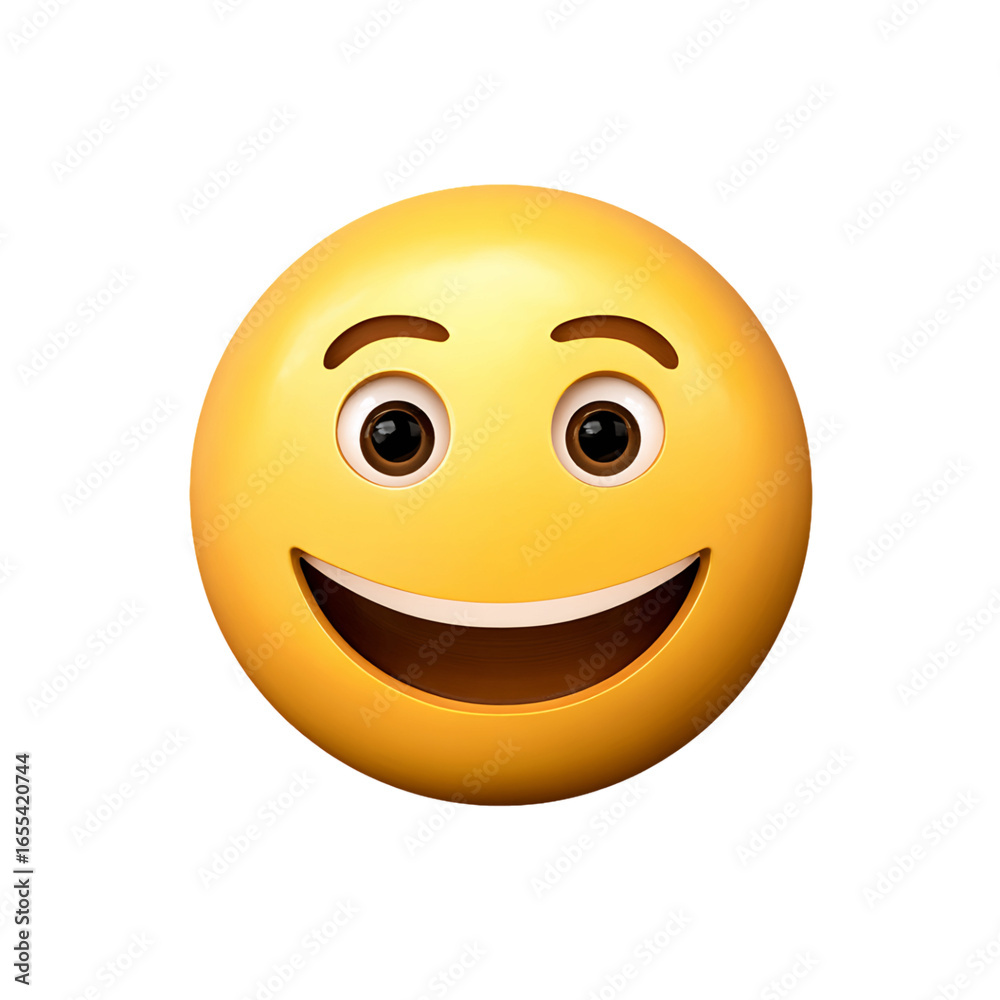 Fototapeta premium Close-Up of a 3D Yellow Smiley Face on a Transparent Background, PNG