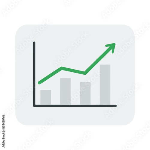 Growth chart with arrow flat vector icon symbolizing healthcare business success medical growth analysis finance and health economy illustration