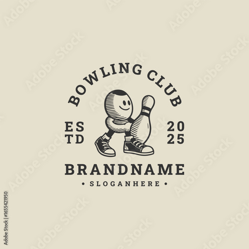 Vintage bowling logo design. Vector Bowling club .