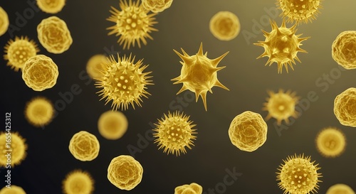 Yellow Germs Microscopic Bacteria in Dark Background for Medical and Scientific Use