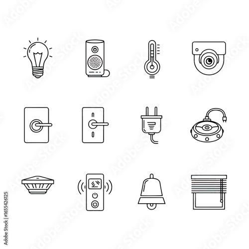 Collection of various smart home technology icons.