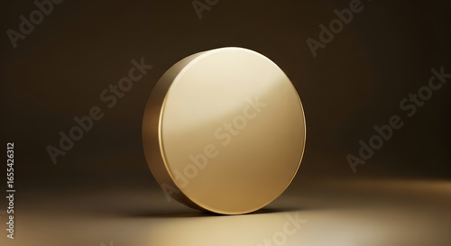 Golden Circular Object on Dark Background Illuminated by Soft Light